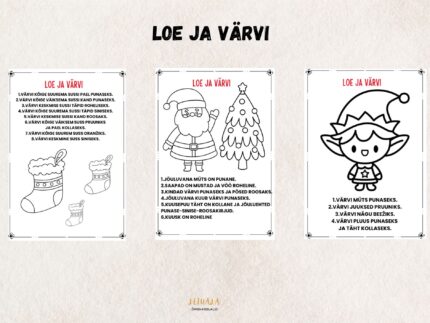 Loe ja värvi, töölehed, talv- ja jõulud
