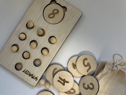 Montessori õppemäng, puidust numbrimäng